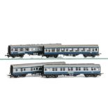 Repainted Tri-ang TT Gauge BR blue and grey Coaches, repainted to a very good standard, VG (4)