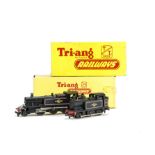 Tri-ang TT Gauge BR lined black Tank Locomotives, a T99 2-6-2T, with copper chimney cap and T90 0-