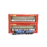 Tri-ang and Tri-ang Hornby 00 Gauge Caledonian Single and Coaches, unboxed Tri-ang gloss blue 4-2-