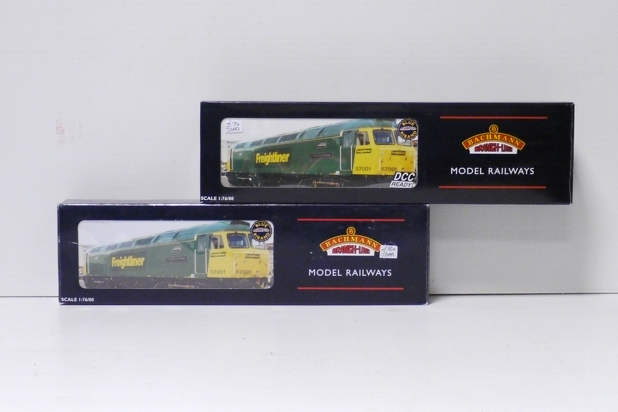 Two Bachmann OO Gauge Class 57 Diesel Locomotives, comprising ref 32-750D no 57010 'Freightliner