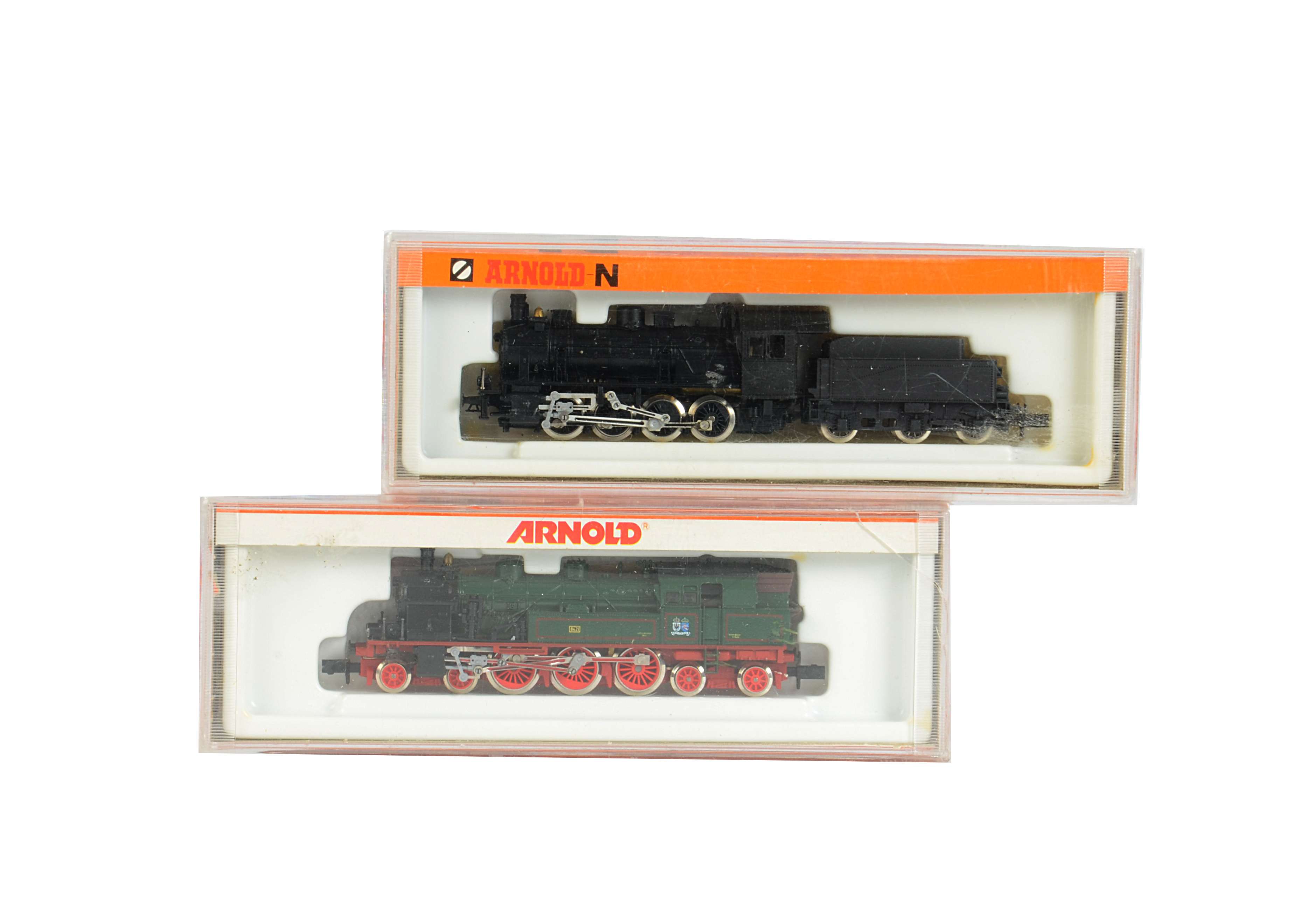 Arnold N Gauge German Steam Locomotives, comprising ref 2516 0-8-0 locomotive and tender in plain