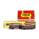 Two Trix Express HO Gauge 3-rail DC German Diesel Locomotives, comprising DB red 0-6-0 shunter as
