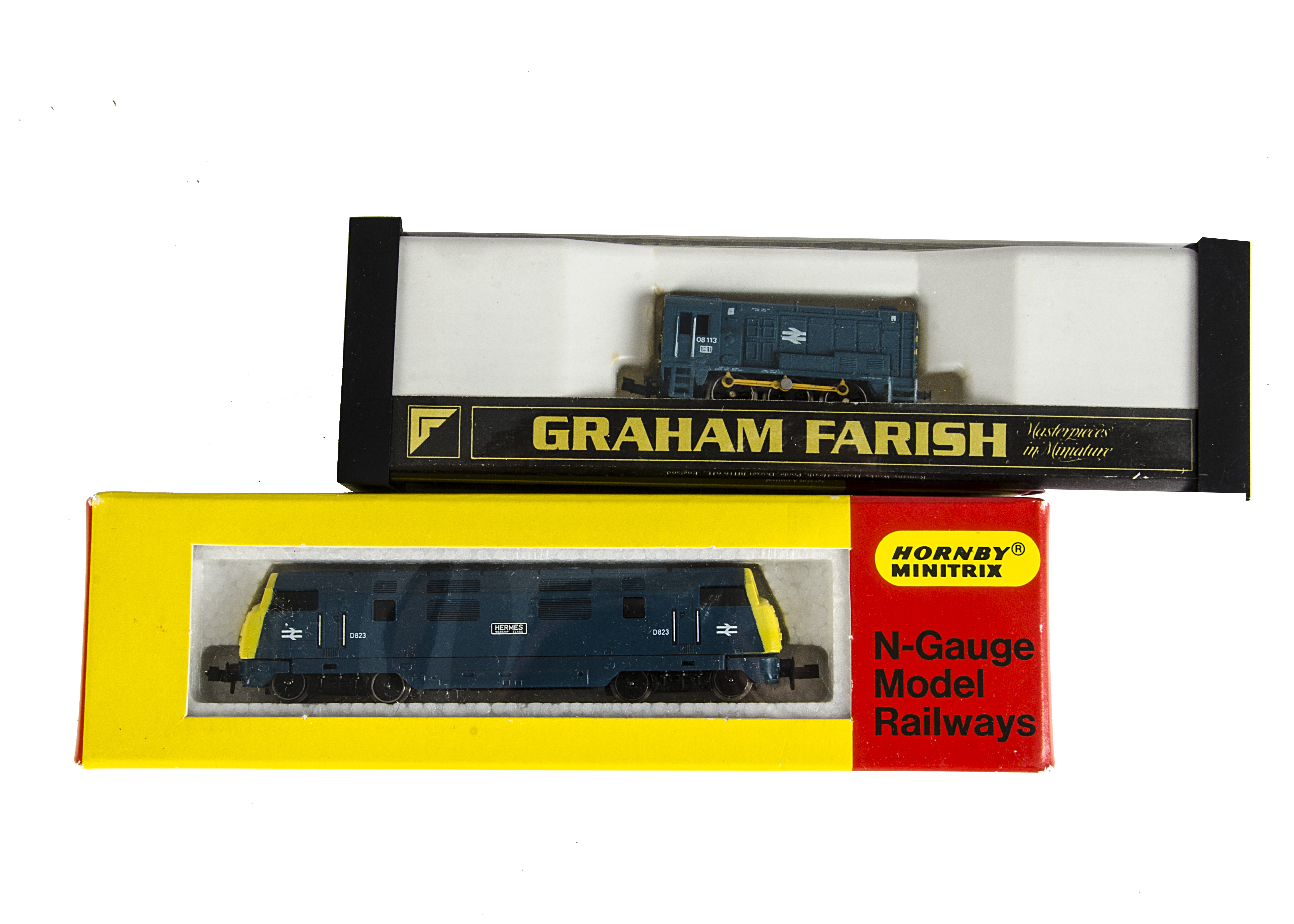 Graham Farish and Minitrix N Gauge BR Blue Era Diesel Locomotives, comprising GF 0-6-0DS no 08
