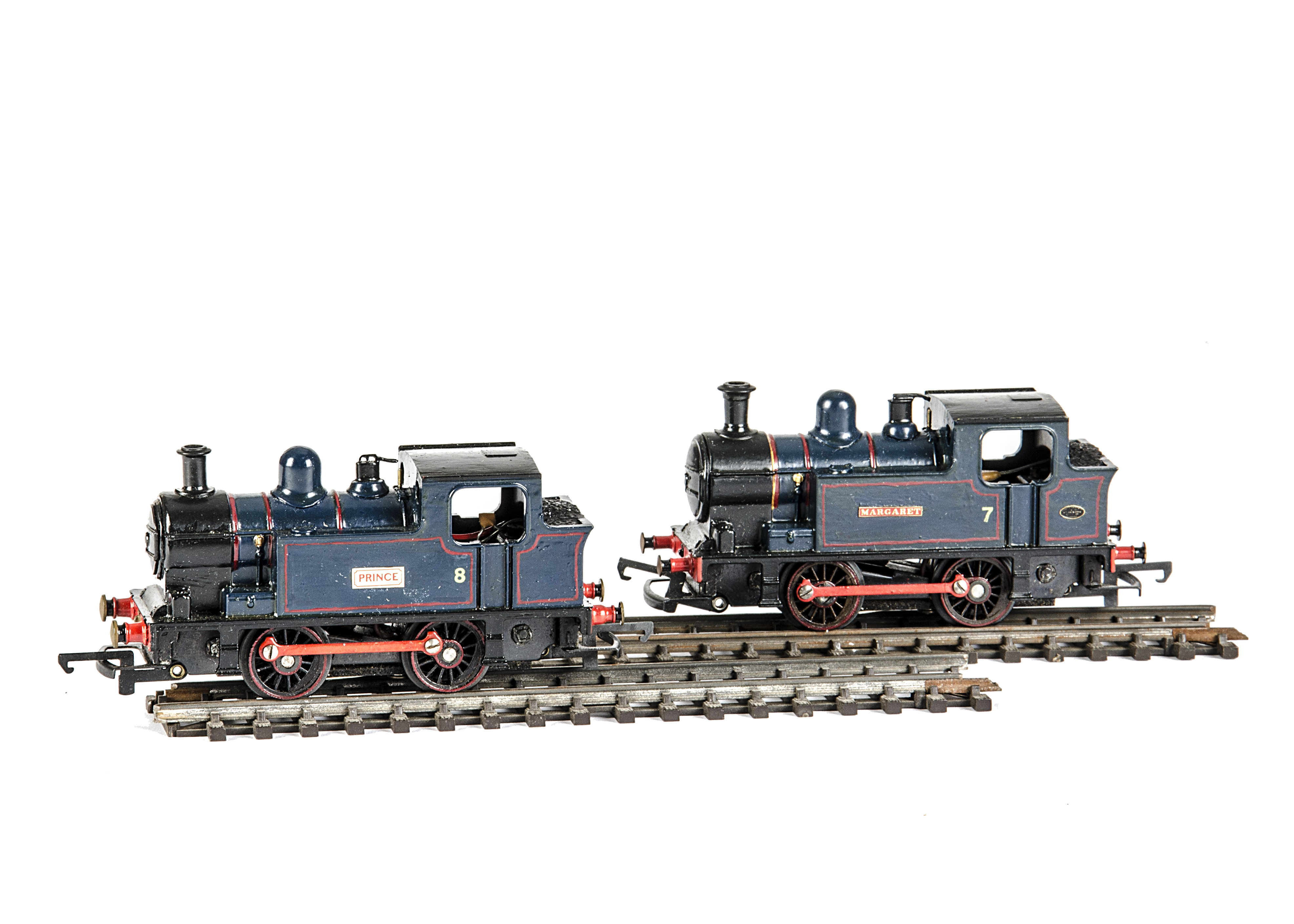 A pair of repainted Tri-ang 'Nellie' 0-4-0 Tank Locomotives, repainted dark blue and numbered 8 '