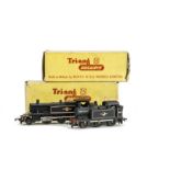 Tri-ang TT Gauge BR lined black Tank Locomotives, T99 2-6-2T, with copper chimney cap and T90 0-6-