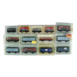 Peco N Gauge Freight Stock, mostly long wheelbase modern-era ferry vans and tankers, including BR