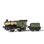 A Bing O Gauge Live Steam 'Power' Locomotive and Tender, in green as no 3410 with brass boiler and