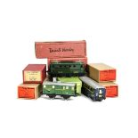 A French Hornby O Gauge 3-rail Electric O-BB Locomotive and Rolling Stock, the locomotive in green