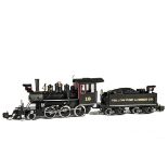 Bachmann American Gauge 1 Industrial 2-6-0 'Mogul' Locomotive and Tender, ref 81698, in black livery