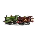 Two Early Hornby O Gauge Clockwork Locomotives and Tender, comprising LNER green No 1 loco in