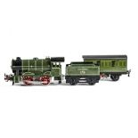 A Modified Hornby O Gauge 12v Electric No 1 Special Locomotive Tender and SR Brake Van, the