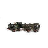 Hornby O Gauge Clockwork No 1 and No 1 Special Tank Locomotives, both in SR black, the no 1 as SR