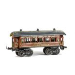 A Fine and Early (pre-1908) Bing O Gauge German CIWL 'Schlafwagen', in printed brown wood finish