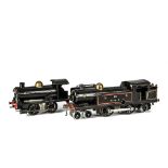 Hornby O Gauge Clockwork No 2 Tank and No 1 Tender Locomotives, both in LMS black, the tank with 4-