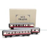 An ACE Trains O Gauge C/5 Corridor Coach Set 'A', containing 3 coaches in BR red/cream livery,