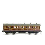 A Bassett-Lowke Gauge 1 LMS 1st Class Corridor Coach, in LMS tin-printed maroon livery as no 2784,