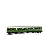 A J and M Models Gauge 1 Southern Railway All-Third Class Coach, finished in SR malachite green,
