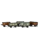 Bing O Gauge Freight Stock, including 2 early GNR 5-plank wagons in brick red, and later 7-plank