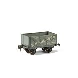 A Carette/Bassett-Lowke Gauge 1 'WH Hull & Son' Open Wagon, 7-plank in green-grey with off-white
