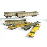 Hornby O Gauge Pre-War No 2 Freight Stock, comprising 3 LMS grey High Capacity Wagons, all F-G,