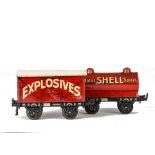 Bing O Gauge Freight Stock, comprising a red Explosives van no 163581, F-G, some damage to varnish