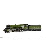 A Bassett-Lowke O Gauge Electric 'Flying Scotsman' Locomotive and Tender, in lithographed LNER green