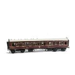 A Finescale O Gauge Kit-built GWR Corridor Coach, from a Mallard Models kit, well-finished in