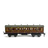 A Bassett-Lowke Gauge 1 LMS 1st Class Corridor Coach, in LMS tin-printed maroon livery as no 2784,