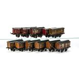 Hornby O Gauge Early 'OAG' No 1 Coaches, comprising 4 LNER brown composites and one brake with