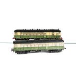 A Leeds Model Co O Gauge Electric 'Sentinel' Railcar and Trailer Car, the motor car in LNER green/