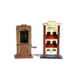 A Bing German Ticket Dispenser and Roller-Type Timetable Display Platform Accessories for O Gauge or