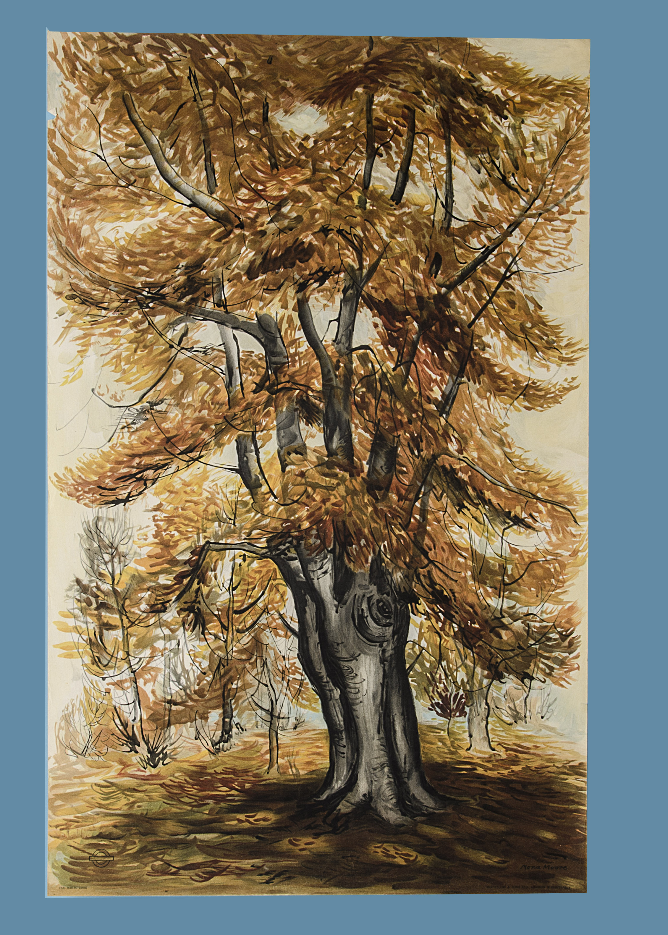 An Original London Transport Poster, Autumn Trees by Mona Moore dated 1948, ref 748 1601 H 2000,
