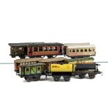 Continental O Gauge Rolling Stock by Bub, including 5 coaches, two baggage vans, US market