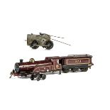 A Part-dismantled Hornby O Gauge Clockwork No 2 Locomotive and Tender, in lined LMS crimson with