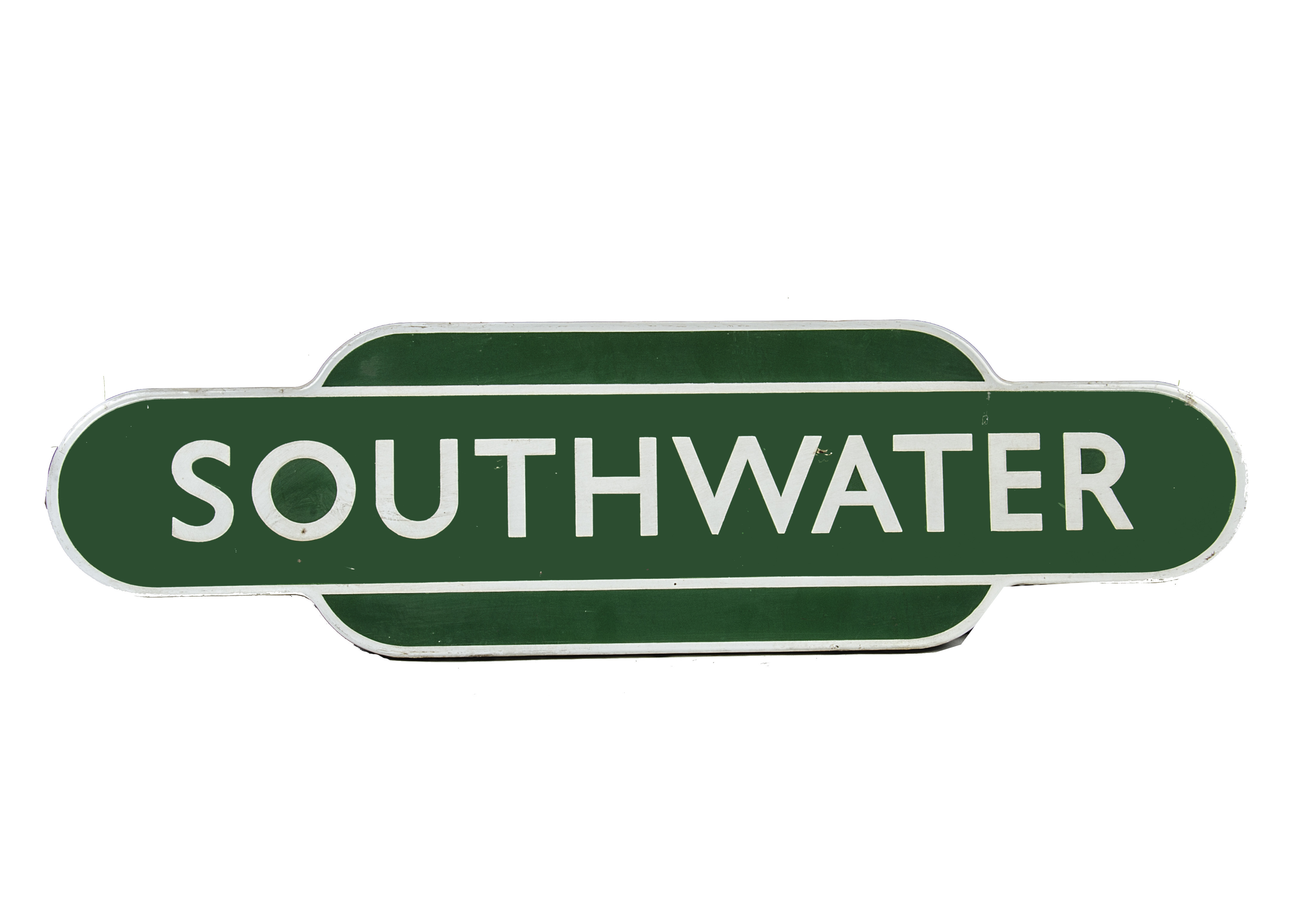 Southwater BR(S) Station Totem, overall G-VG, one small chip adjacent to 'W', otherwise a few