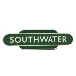 Southwater BR(S) Station Totem, overall G-VG, one small chip adjacent to 'W', otherwise a few