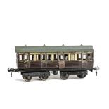 A Carette for Bassett-Lowke GWR Short Bogie Coach, in GW brown/cream livery as no 132-24, F, buffers