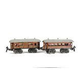 A Pair of Post-WW1 Bing O Gauge German Bogie Coaches, comprising a coach and baggage car, both in