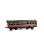 A Carette for Bassett-Lowke Gauge 1 Midland Railway 1st/3rd Composite Coach, in MR crimson livery as