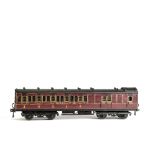 A Scratch-built O Gauge SECR Brake/Composite Coach, painted in SECR maroon livery with 1st/2nd/3rd
