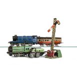 A Group of 'Budget-Price' O Gauge Trains by Chad Valley and Others, including C-V BR blue 4-4-0 no