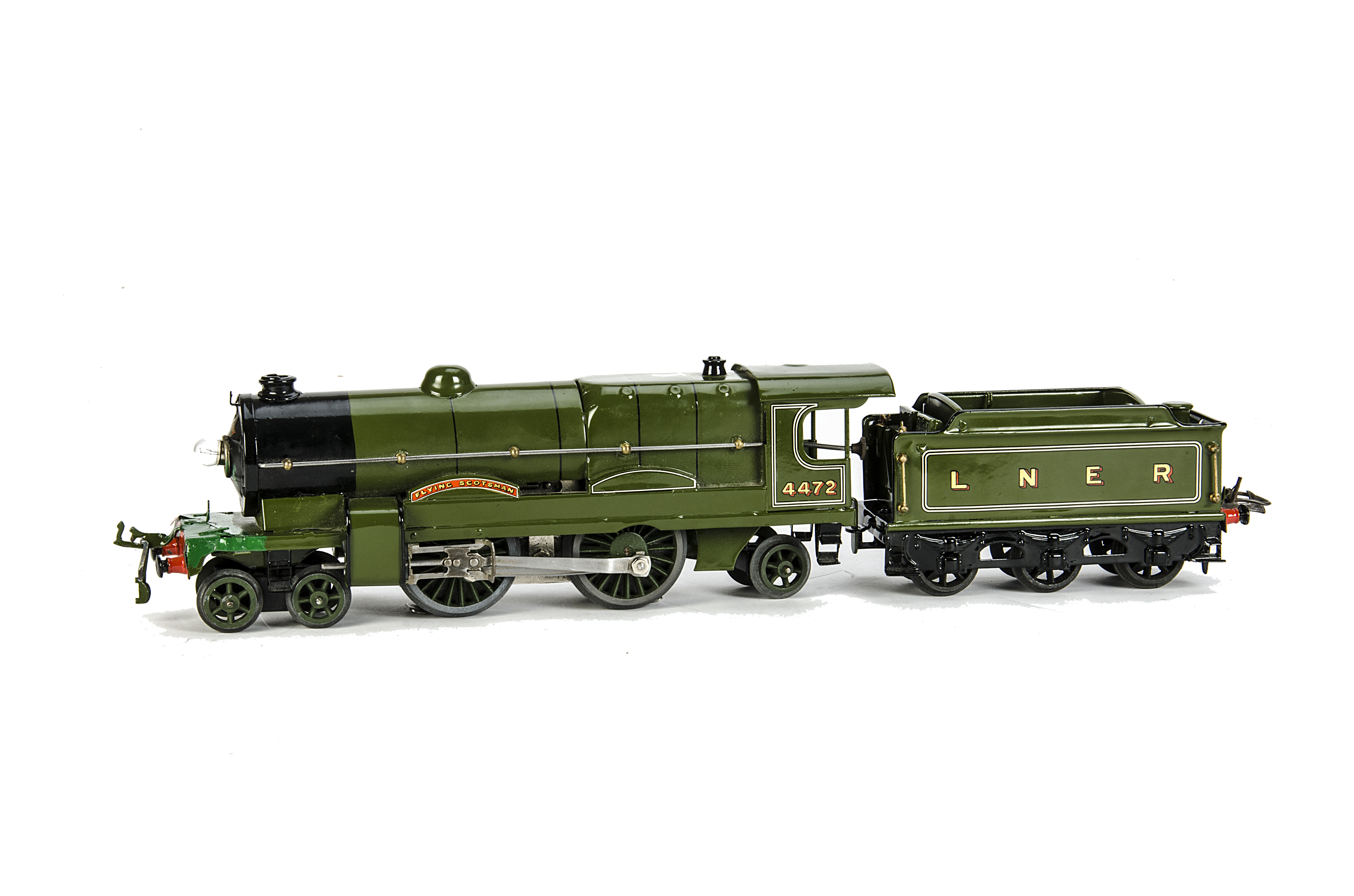 A Repainted Hornby O Gauge 20v No E320 'Flying Scotsman' Locomotive and Tender, quite nicely