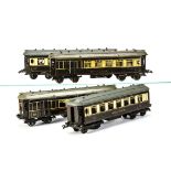 Hornby O Gauge No 2 Special Pullman Coaches, all in the later Pullman livery with brown cant-