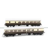 Two Finescale O Gauge Kit-built GWR Non-Corridor Brake/Composite Coaches, from unknown kits or