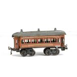 A Slightly Later (post-1908) Bing O Gauge German CIWL 'Schlafwagen', in printed red wood finish with