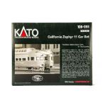 A Kato N Gauge 'California Zephyr' 11-Car American Train Pack, with 11 cars in 'CZ' silver livery