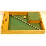 William Lindop Table Skittles Set, wooden frame with a separate compartment for nine wooden skittles