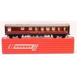 Hornby Dublo 00 Gauge 4071 Super Detailed BR maroon Restaurant Car, in original late red striped