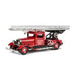 1991 Marklin Fire Truck, 1991, tinplate clockwork model with red body, two Firemen, extending ladder