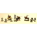 Britains / Herald swoppet Knights, mounted (3) and foot (4), and British Infantry (3), knights